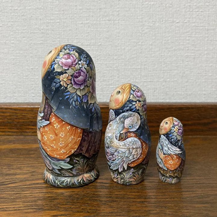 ロシア雑貨☆マトリョーシカ(3P)Birds タチアナ作