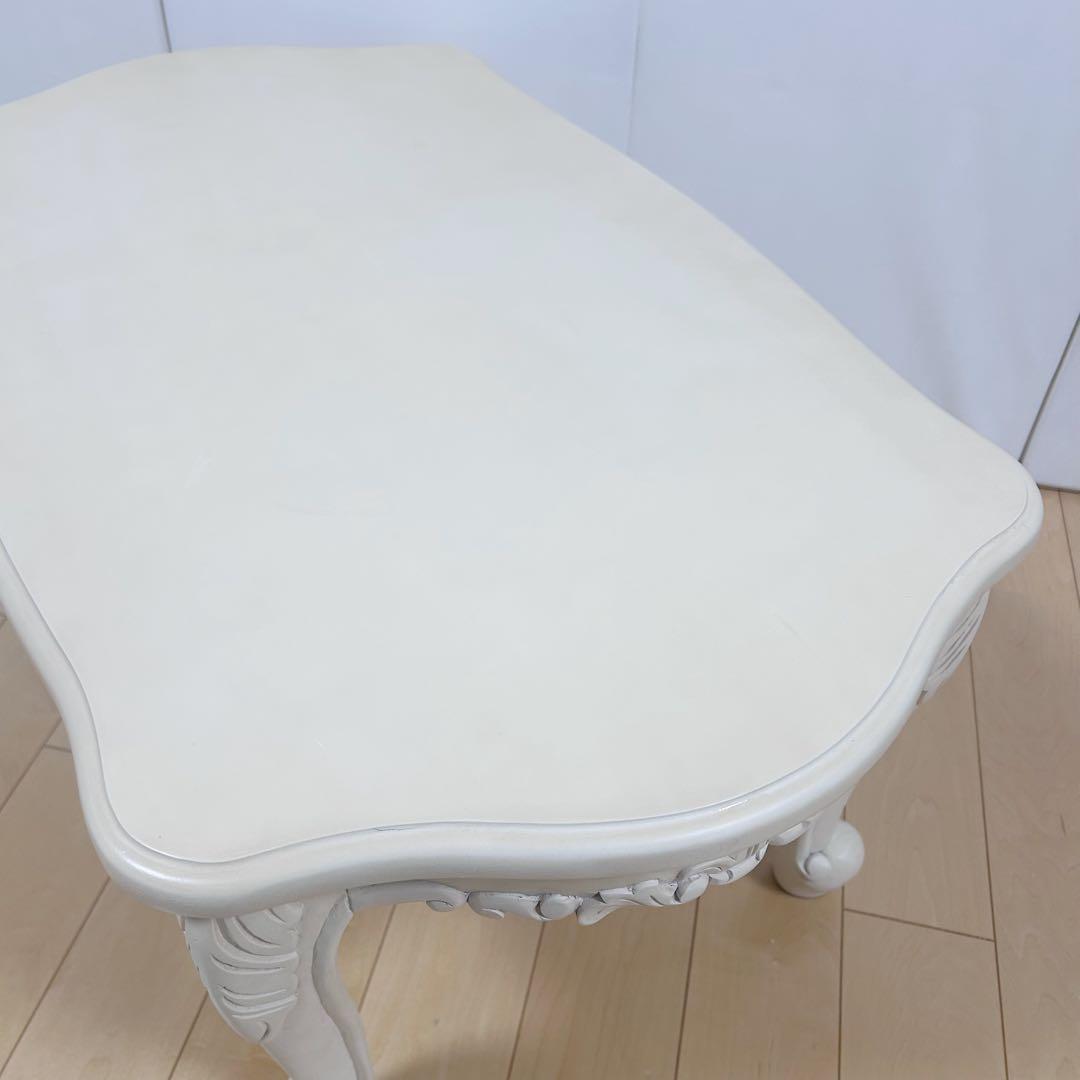 姫系 猫脚　ロココ調 センターテーブル　クリーム色　幅80cm ローテーブル