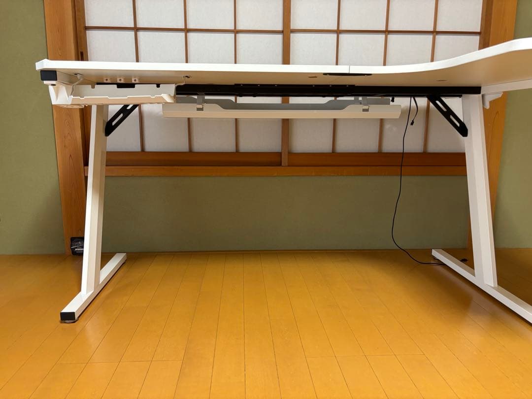 ホワイト L字型 パソコンデスク 高さ調整機能付【引き取りの方は大歓迎】値段相談