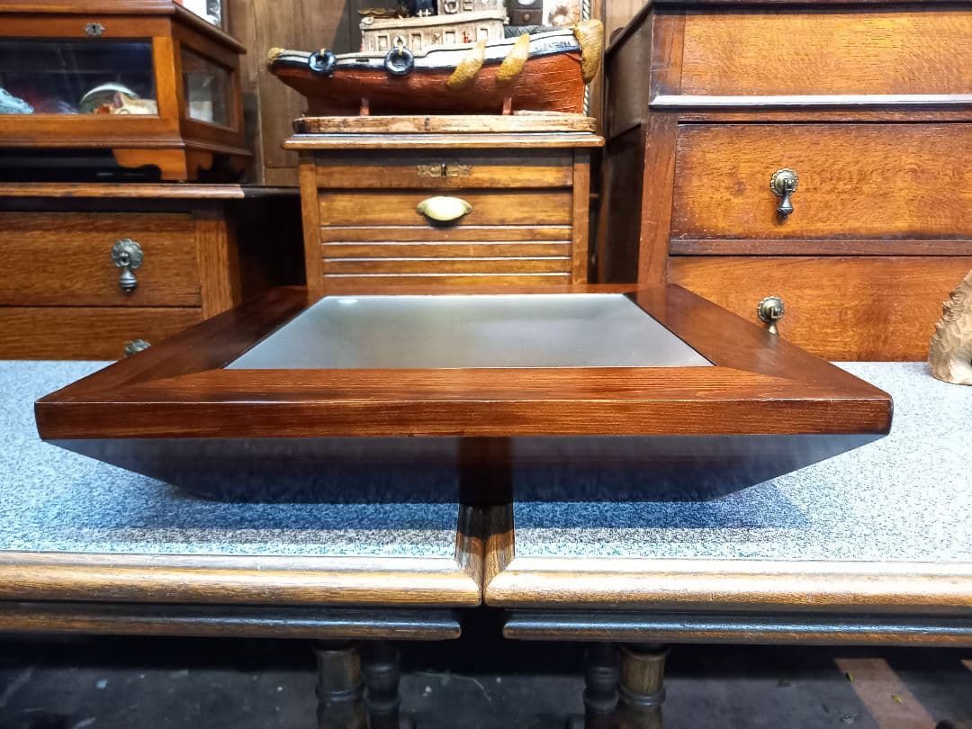 希少　和モダン　ショーケース　硝子　座卓　サイド　テーブル　民芸