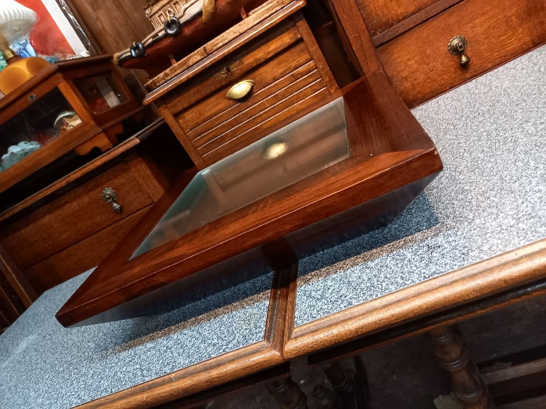 希少　和モダン　ショーケース　硝子　座卓　サイド　テーブル　民芸