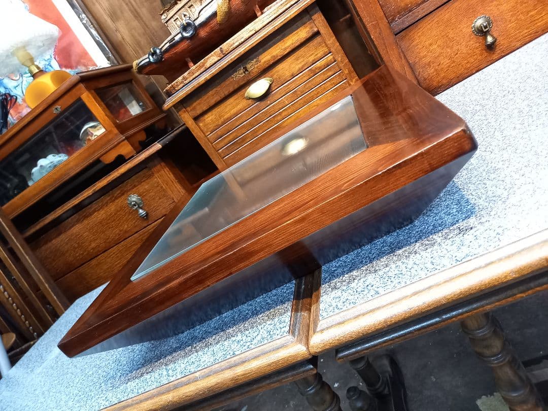 希少　和モダン　ショーケース　硝子　座卓　サイド　テーブル　民芸