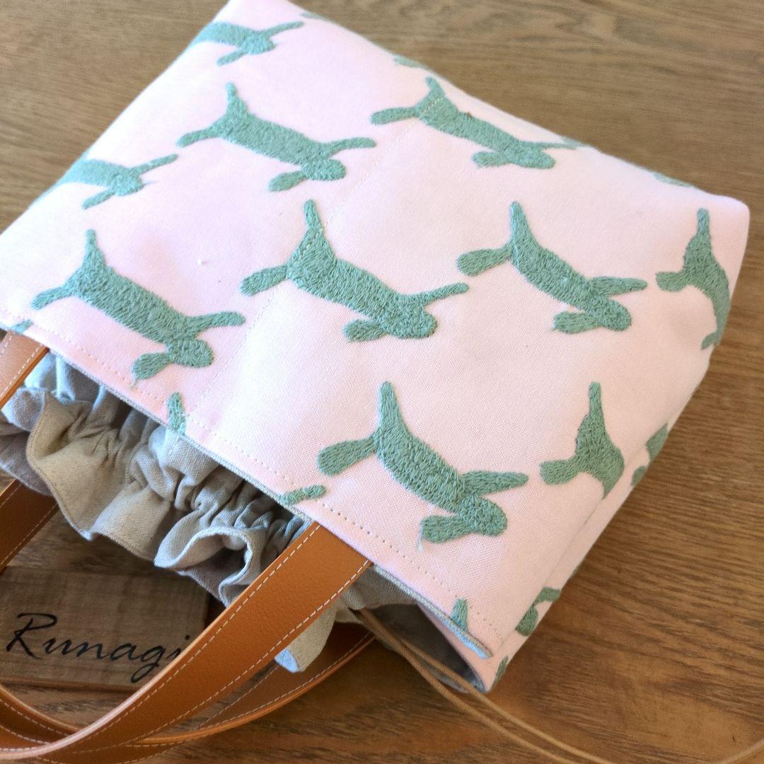 【sale】あおりポケットの巾着バッグ＊ミナペルホネン runrunrun