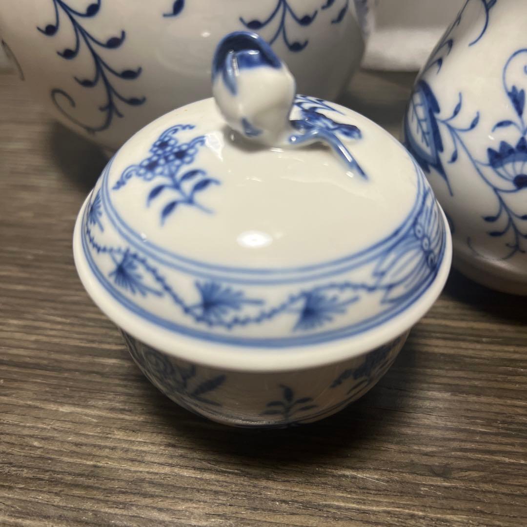 マイセン ブルーオニオン コーヒーポット クリーマー シュガーポット セット