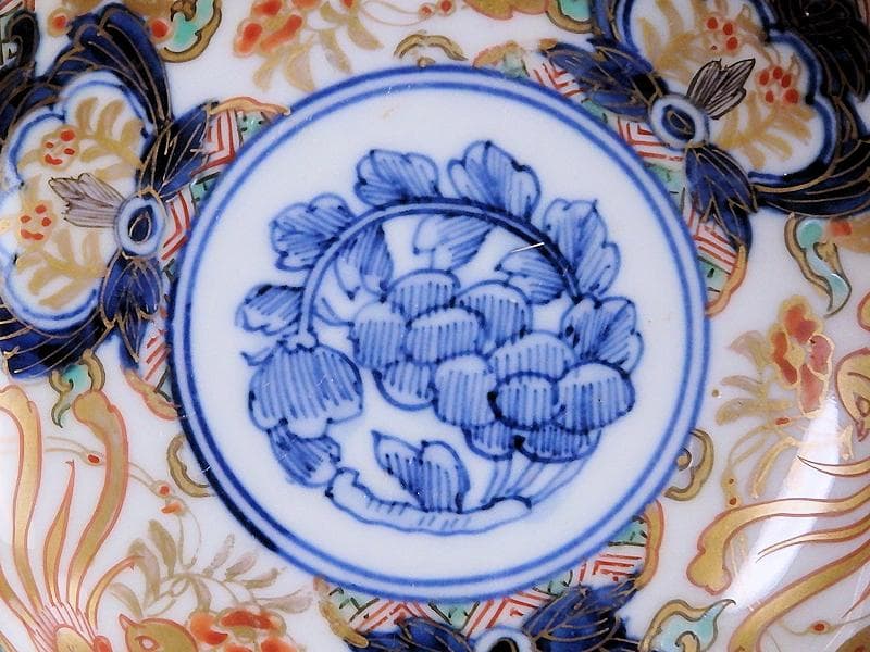 古伊万里　色絵　鳳凰に牡丹の図　４寸皿　５客　C381AS-CZc