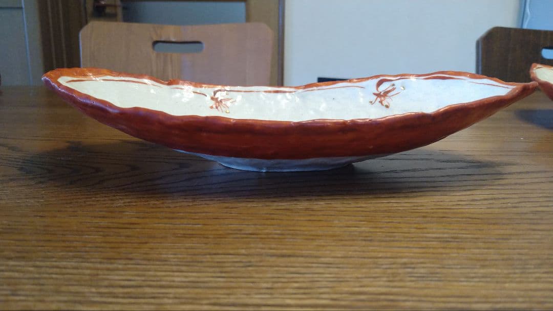 黒岩卓実氏 赤絵の楕円皿 (五客セット）