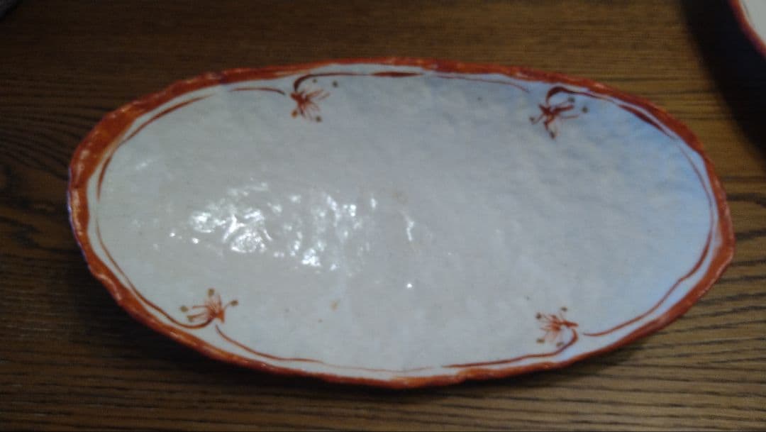 黒岩卓実氏 赤絵の楕円皿 (五客セット）