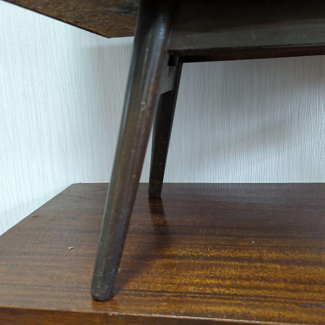 木製サイドテーブル ブラウン オープンシェルフ