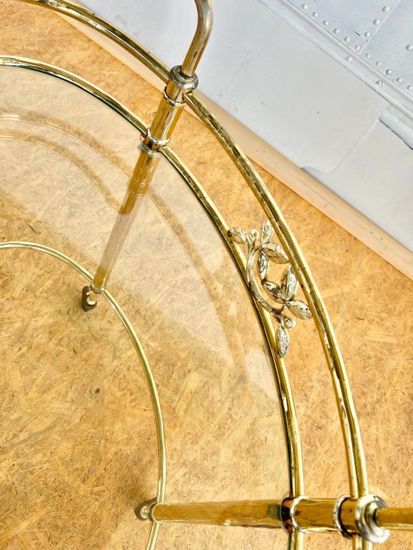 585 ヨーロピアン キッチンワゴン アンティーク　クラシック 重厚 真鍮風　a