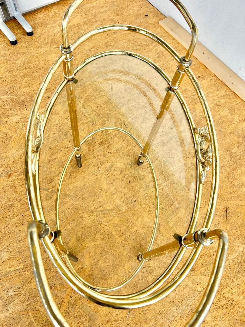 585 ヨーロピアン キッチンワゴン アンティーク　クラシック 重厚 真鍮風　a