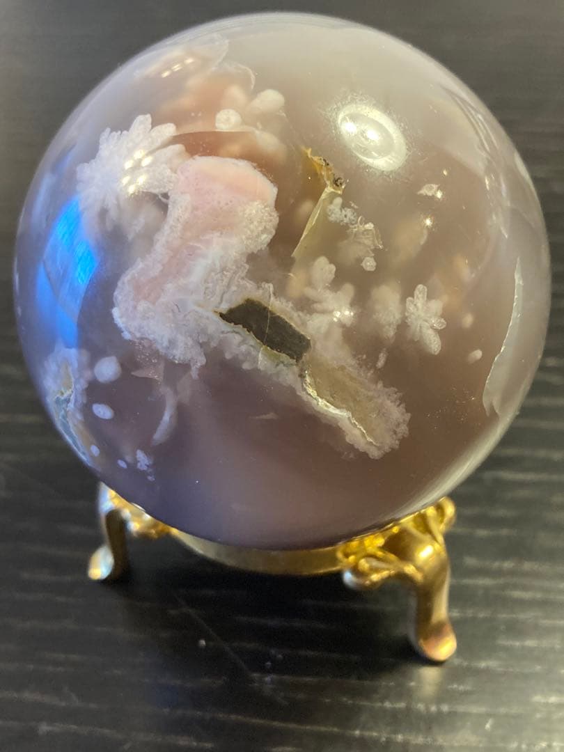 夜桜瑪瑙　フラワーアゲート　スフィア