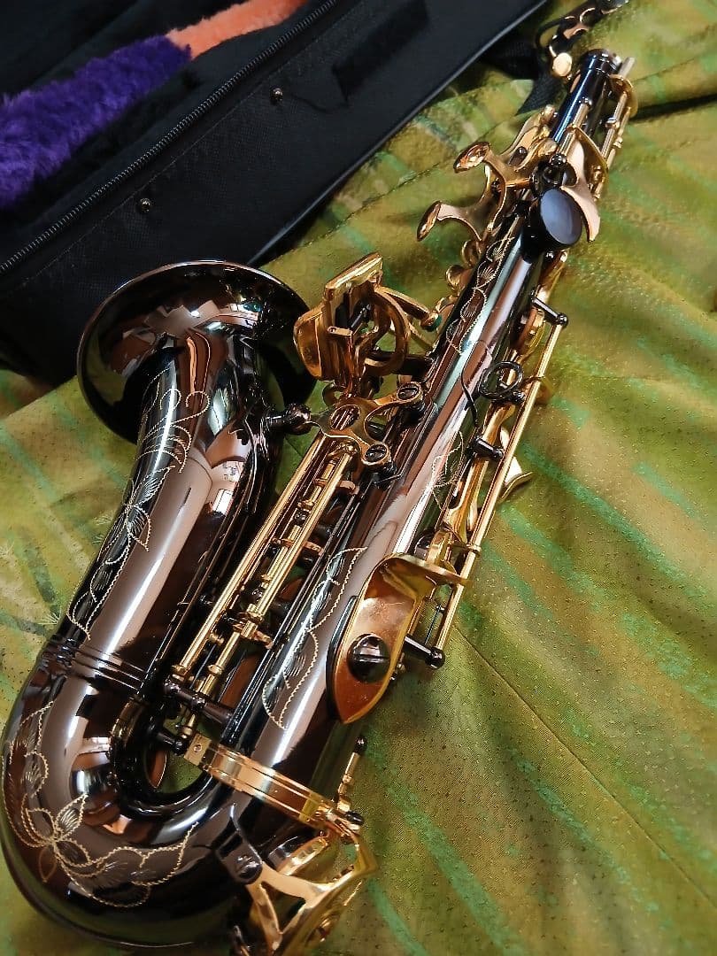 カーブド ソプラノサックス ノーブランド良品 ブラック スタンド付属