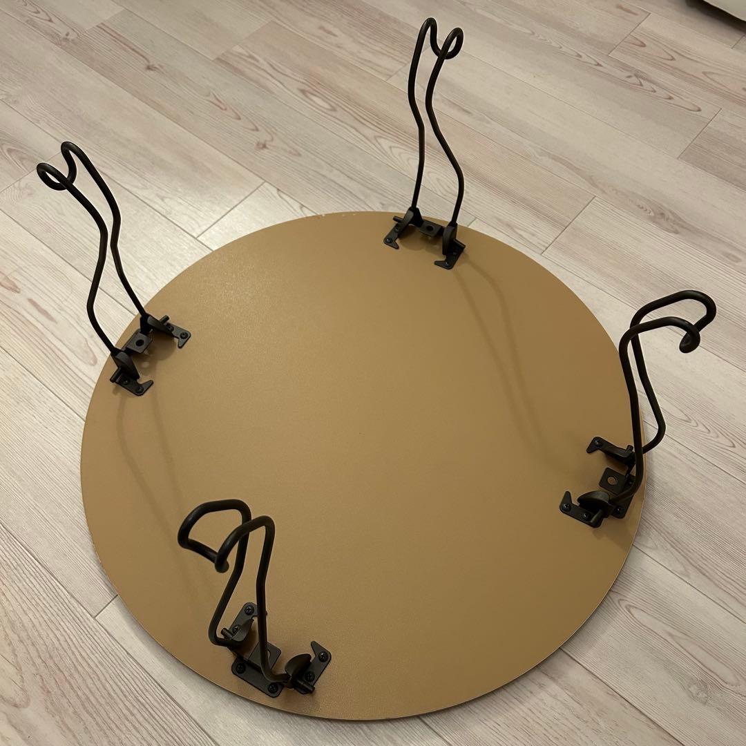 猫足　折り畳み ラウンドローテーブル