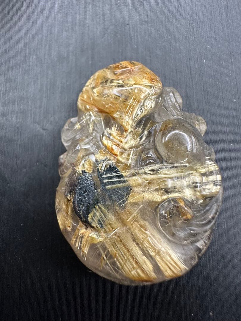 ルチルクォーツ彫物（九尾）