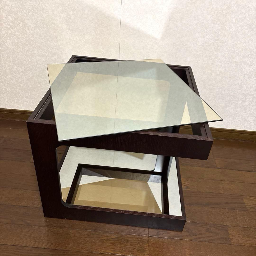 【美品】moda en casa コーヒーテーブル ダイス 50 ガラステーブル