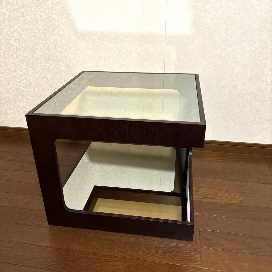 【美品】moda en casa コーヒーテーブル ダイス 50 ガラステーブル