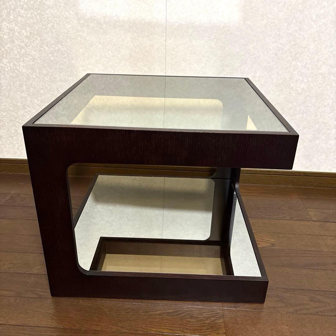 【美品】moda en casa コーヒーテーブル ダイス 50 ガラステーブル