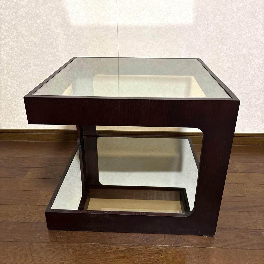 【美品】moda en casa コーヒーテーブル ダイス 50 ガラステーブル