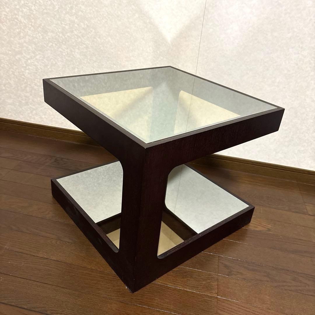 【美品】moda en casa コーヒーテーブル ダイス 50 ガラステーブル