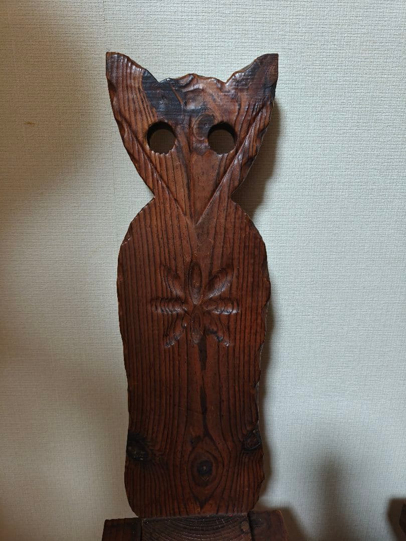 2個セット猫型木製三脚折りたたみ椅子 2個セット猫型木製三脚