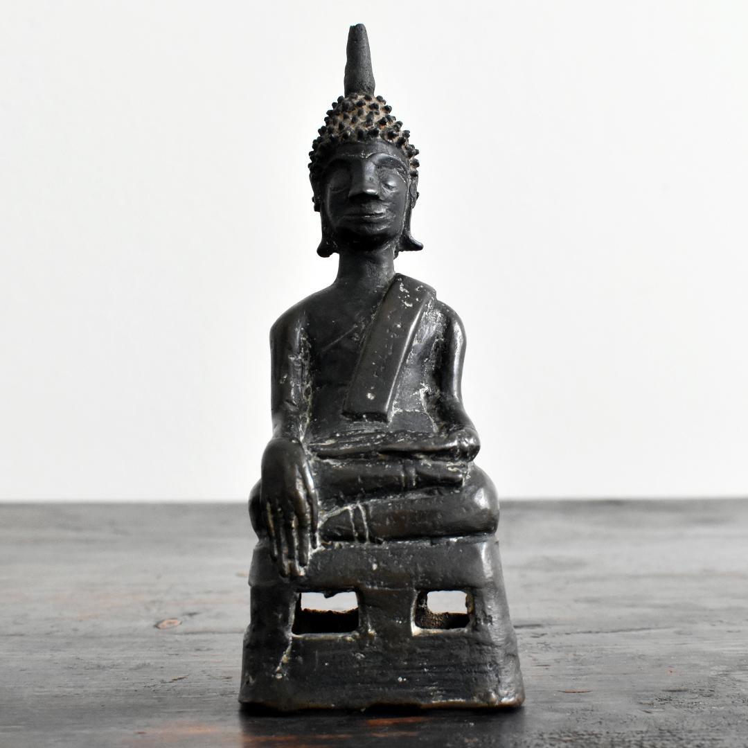 東南アジア ラオス18世紀頃 ランサーン王朝期 青銅仏像 /金銅仏 ブッダ 古銅