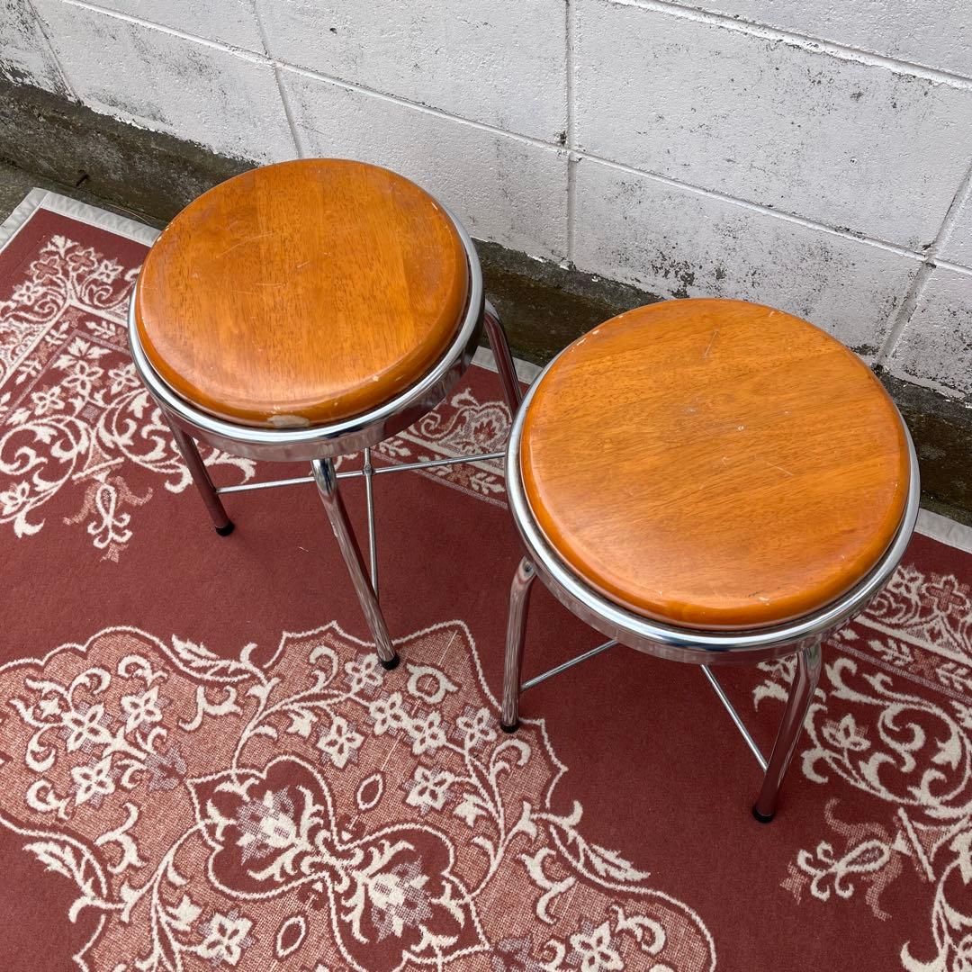 ビンテージ品 古家具◼︎2点セット チトセ 丸椅子 ラウンドスツール B