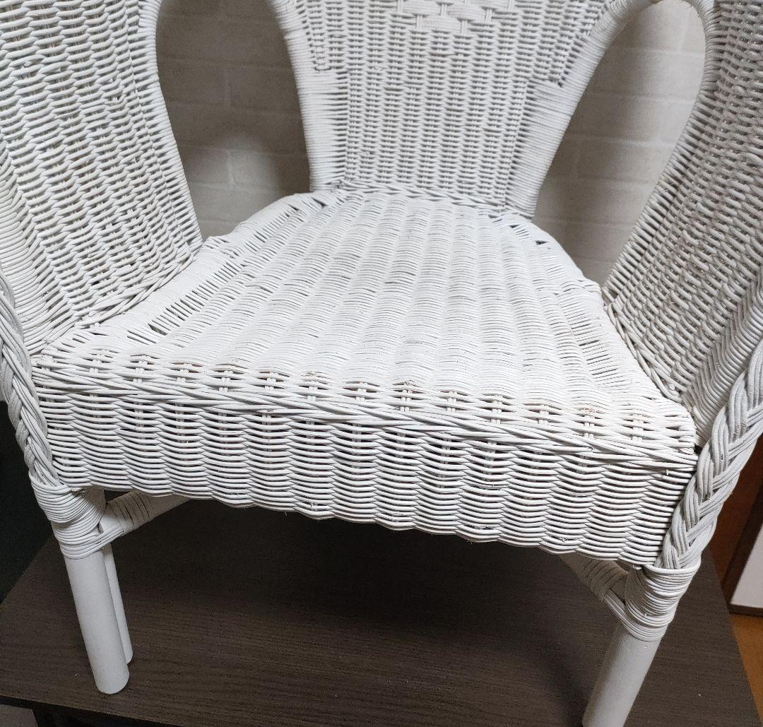 ニトリ ラタンチェア シャビーシック ホワイト - メルカリ