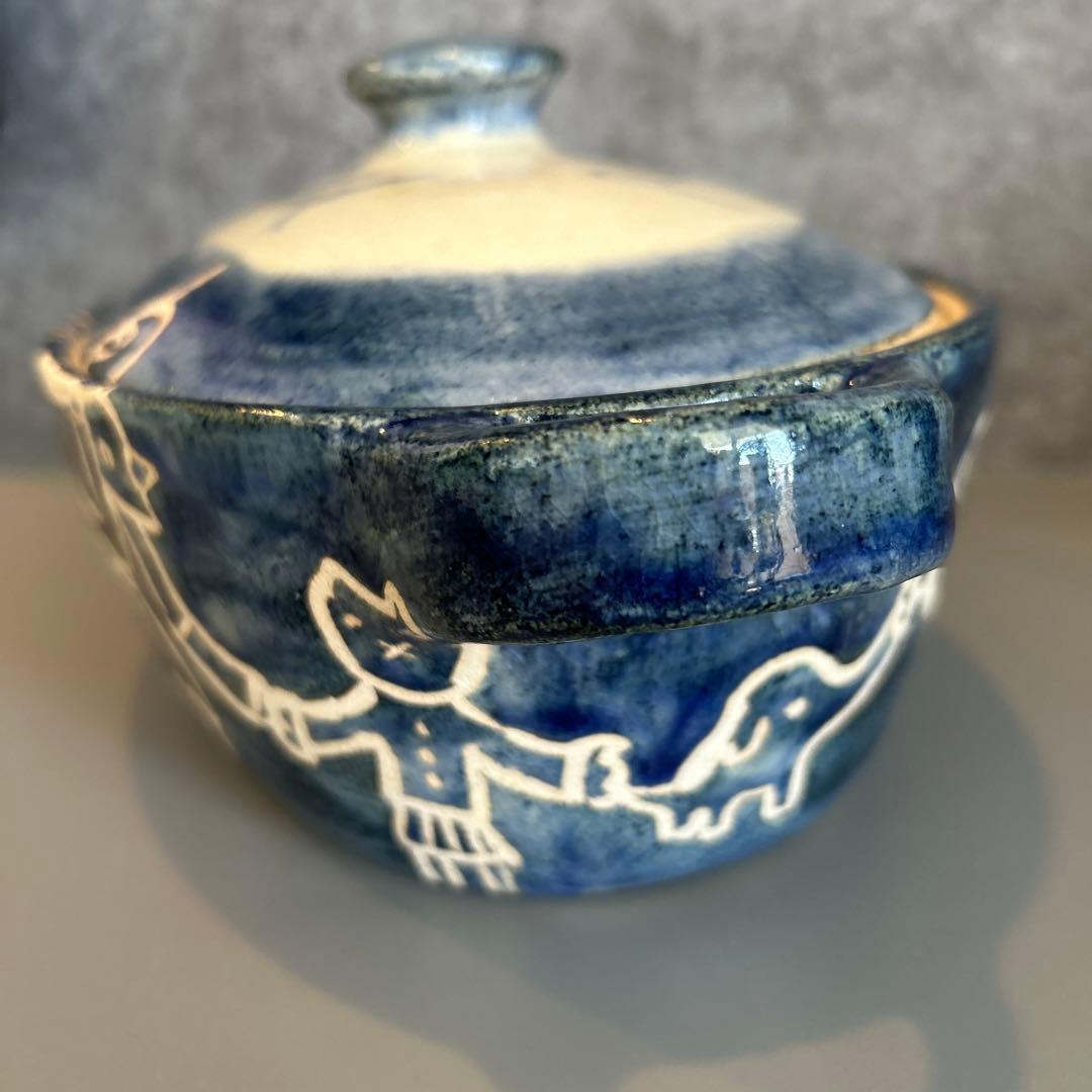 ❣️お値下げ❣️寺門広気さん✨超レア土鍋✨ブルー×ホワイト作家もの