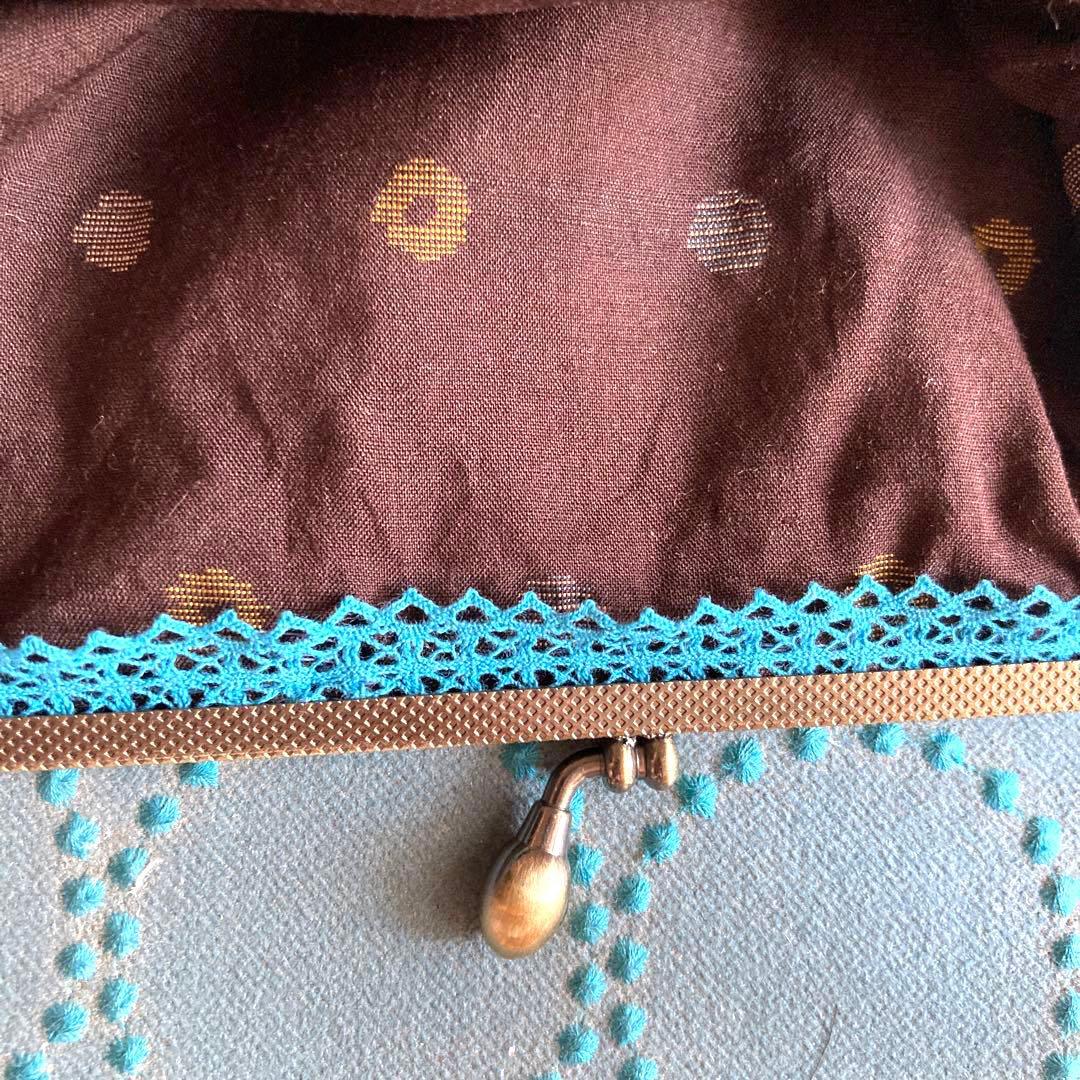 ミナペルホネン　がま口バッグ　コサージュ付き