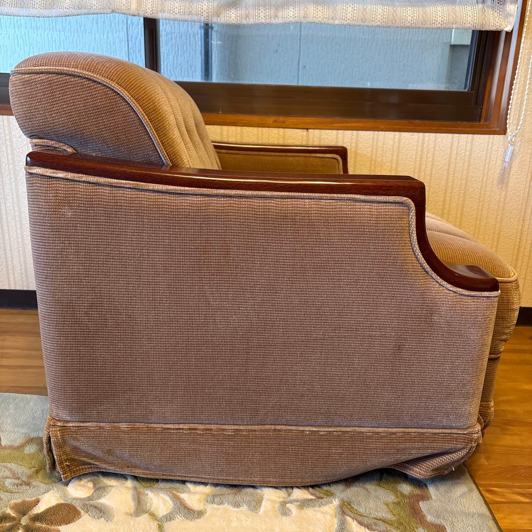 ②美品！昭和レトロ マルニ木工1人掛けソファ ビンテージ オールド コーデュロイ