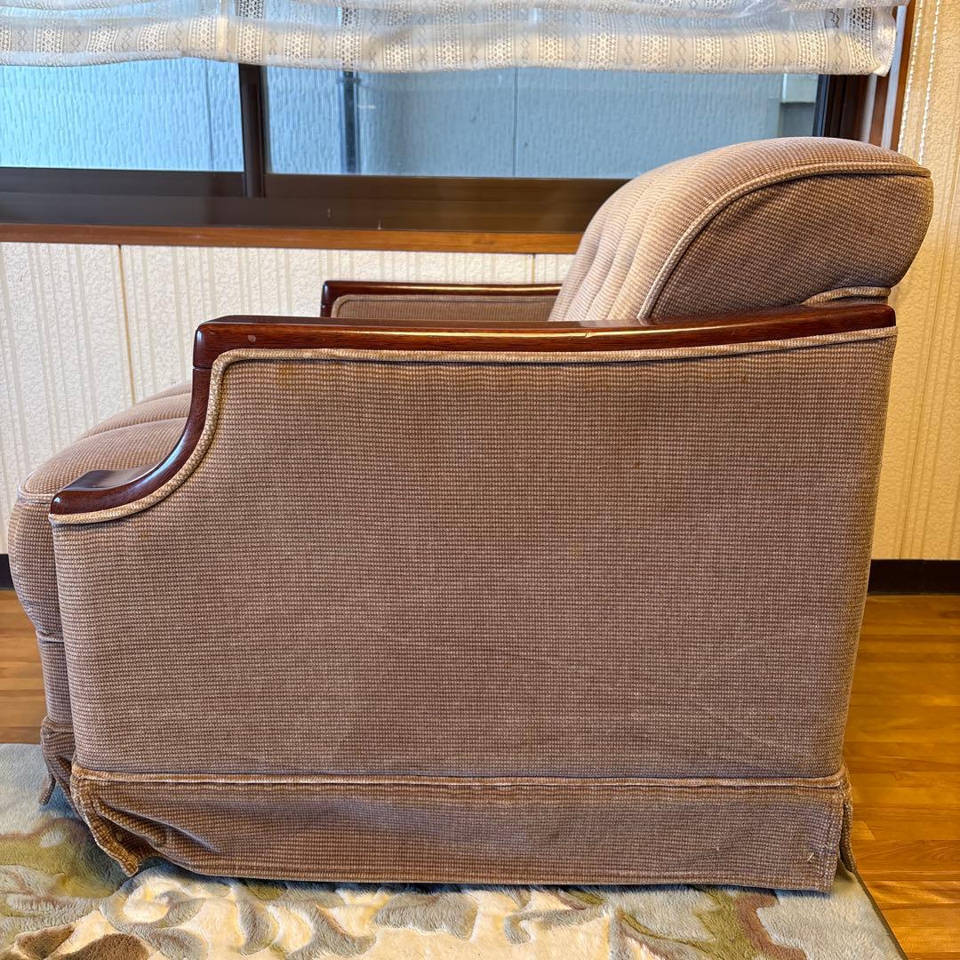 ②美品！昭和レトロ マルニ木工1人掛けソファ ビンテージ オールド コーデュロイ