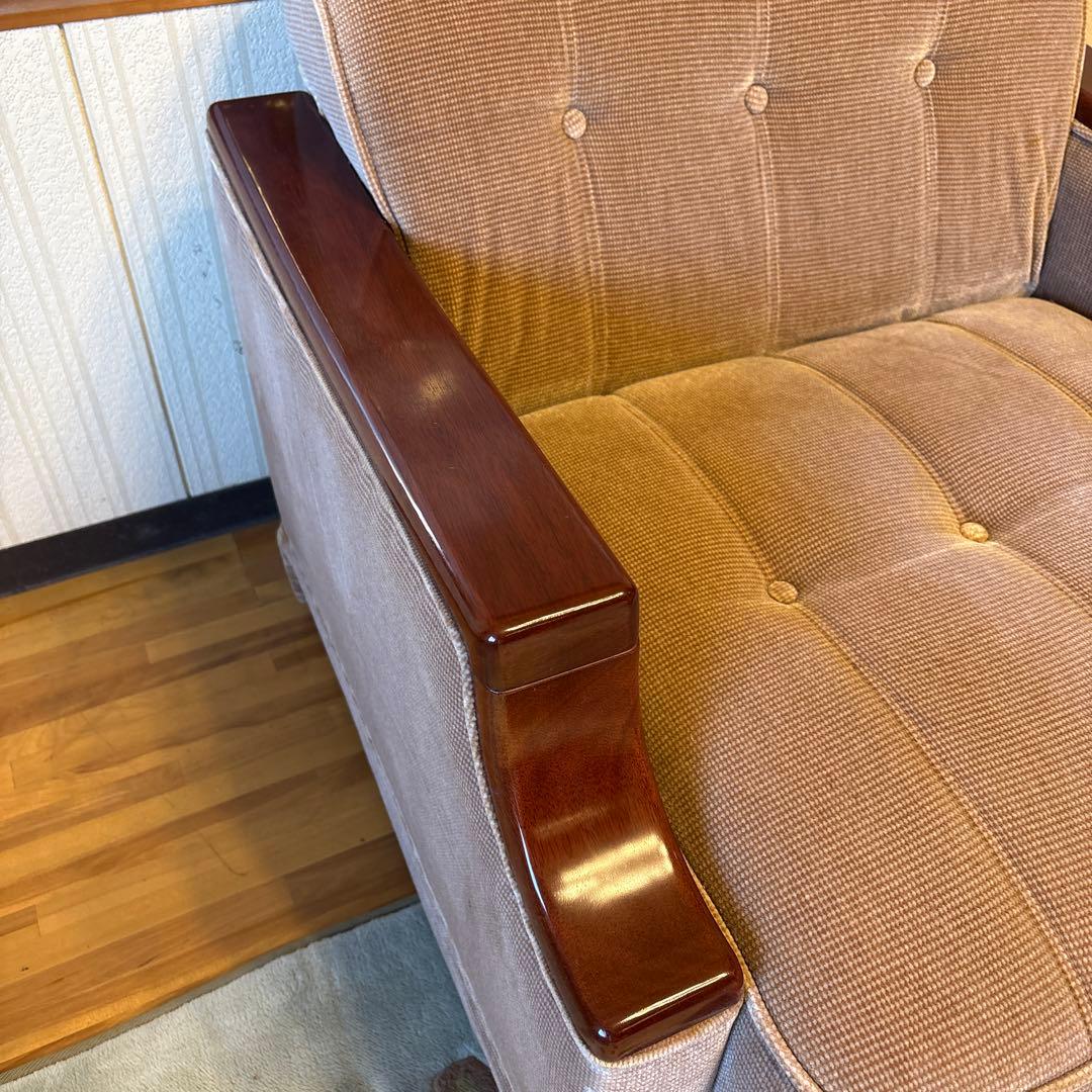 ②美品！昭和レトロ マルニ木工1人掛けソファ ビンテージ オールド コーデュロイ