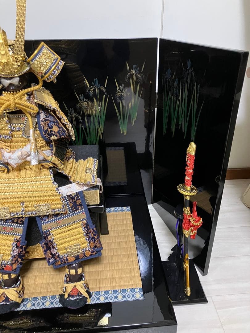 送込/高級/五月人形/竹麻呂作/京甲冑 兜飾り前立て龍は水晶付 鎧櫃 端午の節句