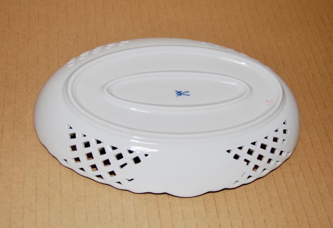 マイセン オーバル皿 バスケット 変形皿 花柄