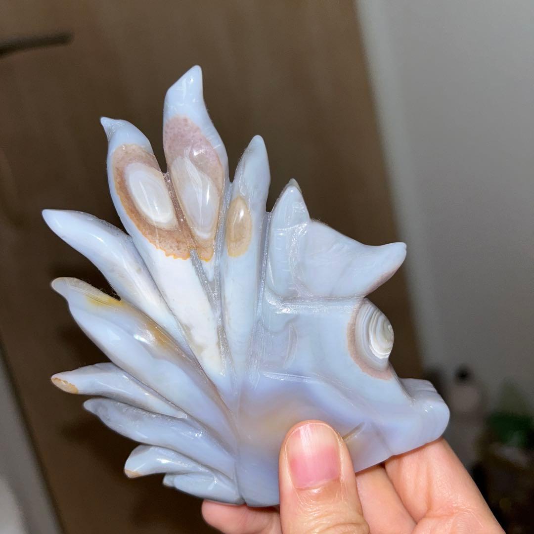 高品質 九尾 狐 瑪瑙 ドゥルージー 結晶 天然石