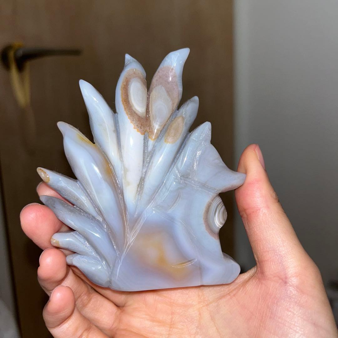 高品質 九尾 狐 瑪瑙 ドゥルージー 結晶 天然石