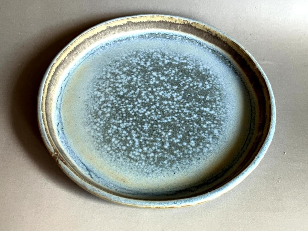 皿■青釉 銘々皿【古田英晶】美濃陶芸協会会員 5客 共箱 時代物 骨董品■