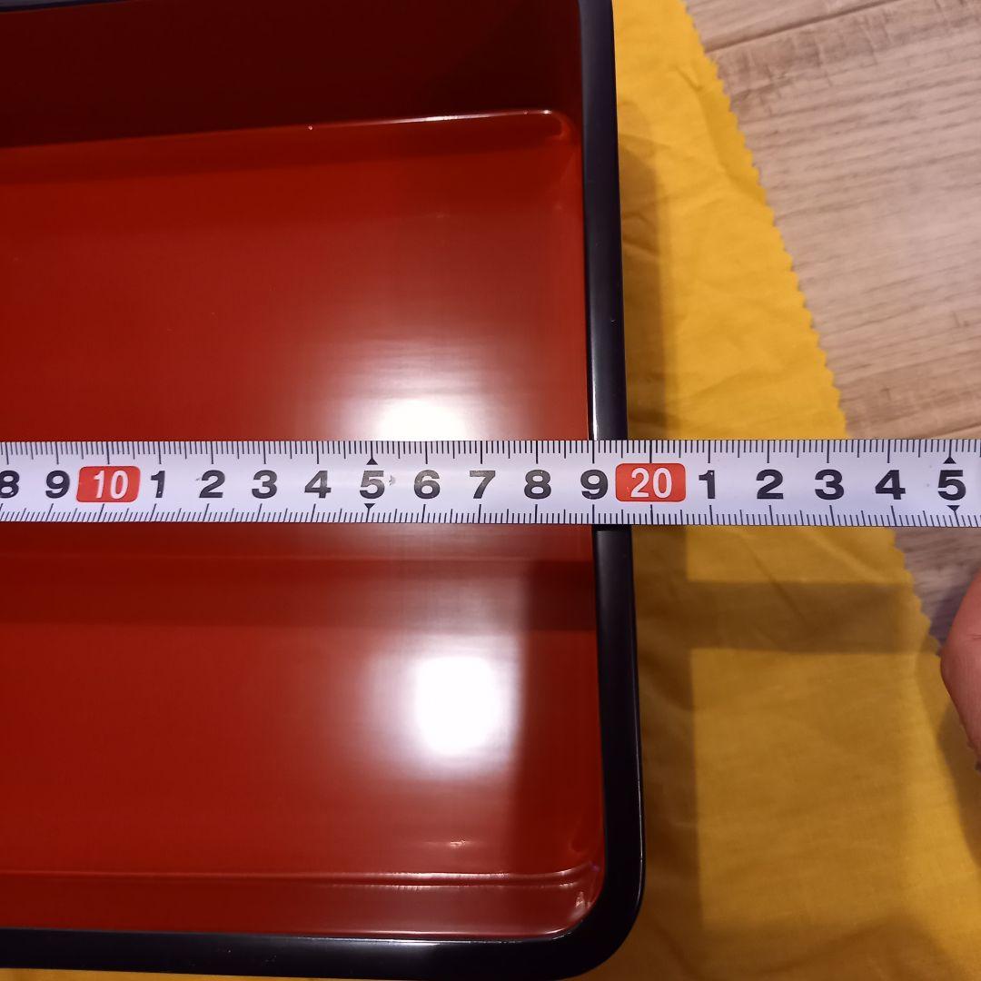 【送料込み】輪島塗　二段重　重箱　牡丹唐草沈朱