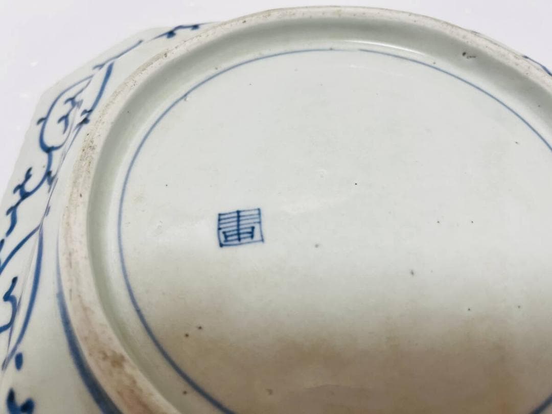 古伊万里図四方皿菊皿江戸-明治期染付