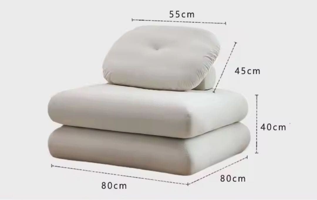 1人掛け　シングル置き畳マットソファローソファ1人用白ホワイト厚め