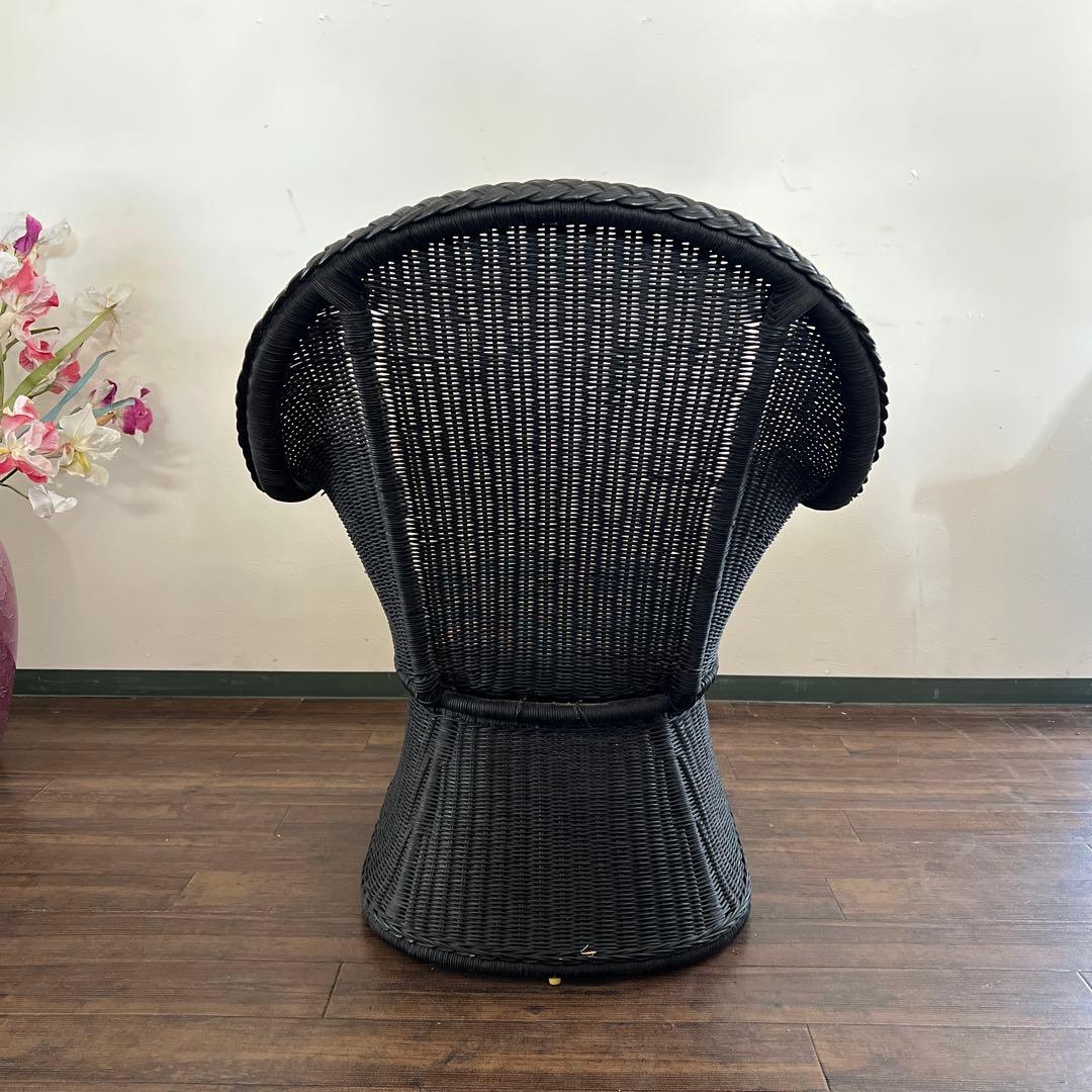 k972r115 ラタン アームチェア/シングルソファ 2台セット ブラック