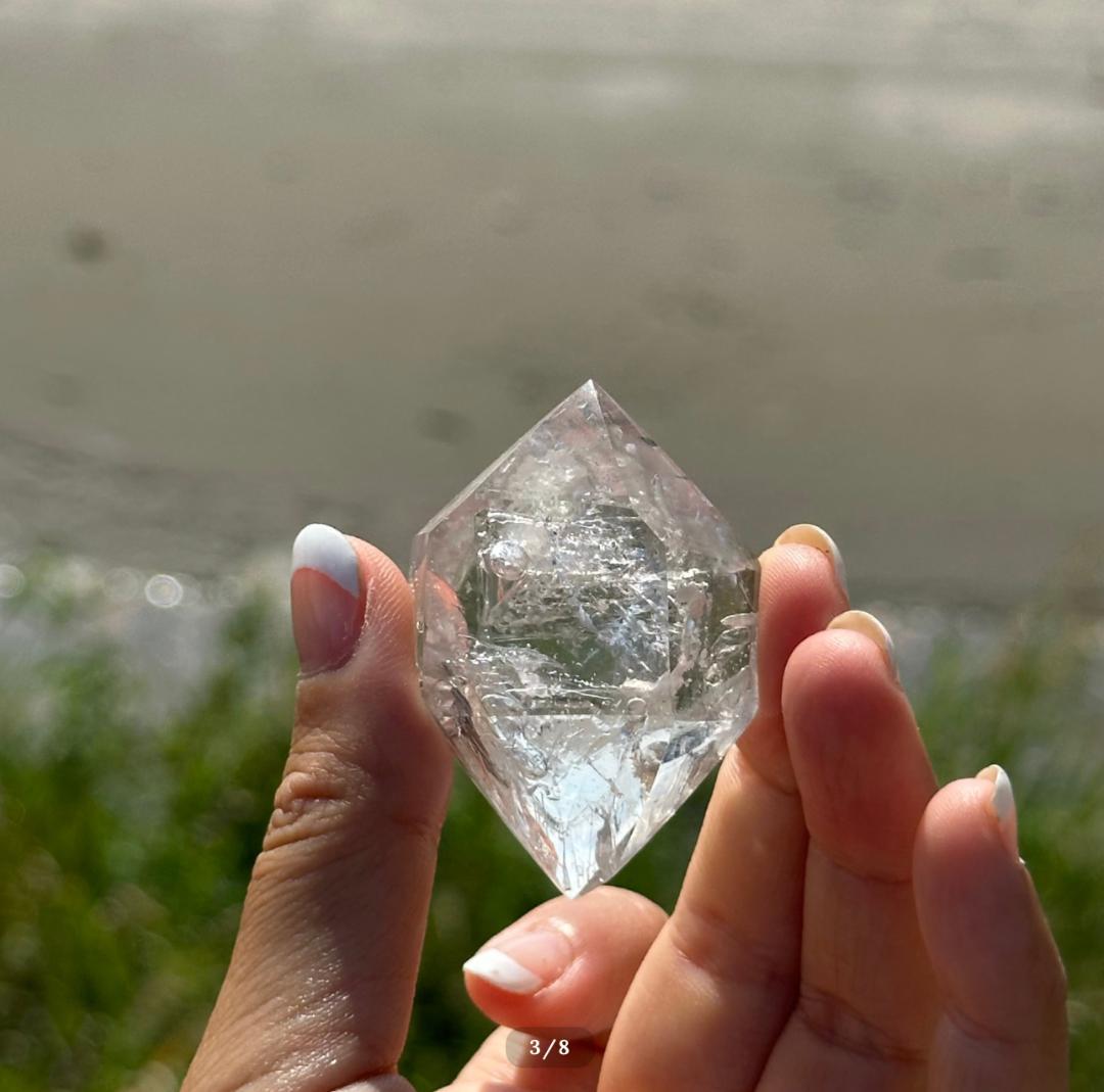 【水入り 水晶】ダブル ポイント エンハイドロ クォーツ