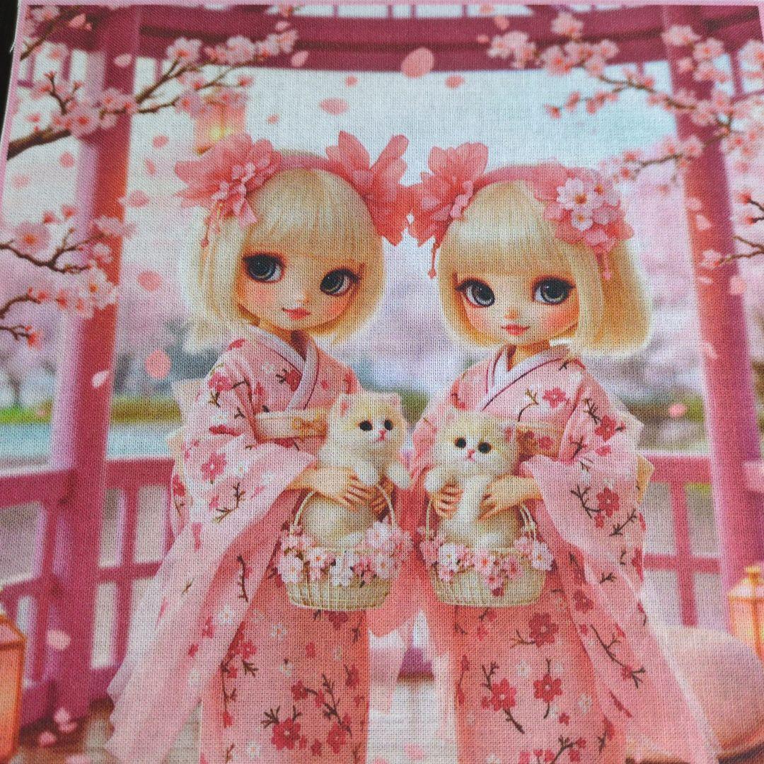未使用 可愛い女の子パネル生地＆桜柄生地です。 - メルカリ