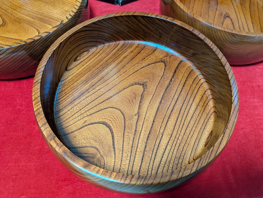 和食器　三段重　欅　ナチュラル　大きいサイズ