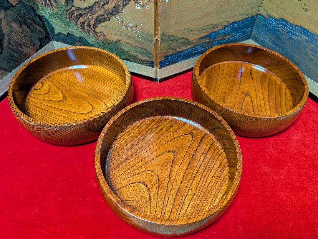 和食器　三段重　欅　ナチュラル　大きいサイズ
