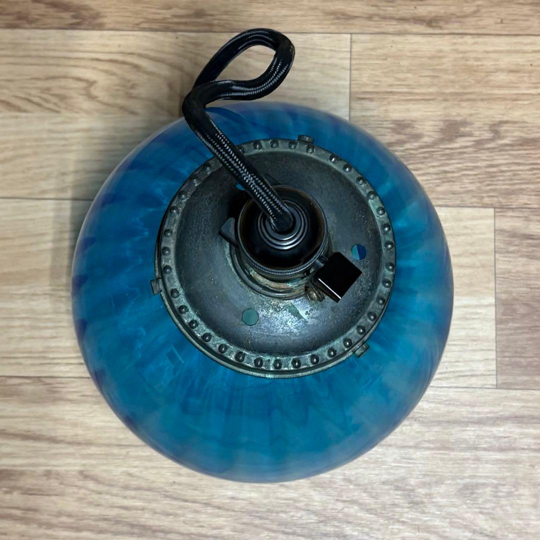 ブルーガラス　ペンダントライト　照明　青