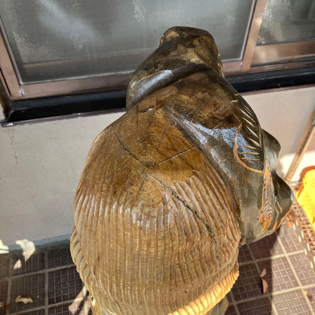 2F 昭和レトロ 特大 一刀彫 木彫り 鯉の滝登り 龍門 親子跳鯉 松竹梅