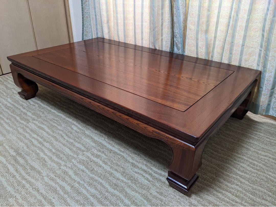 格安‼️座卓　未使用！国産天然木【総欅】 総けやき無垢材　あつらえ品、長期保管品！