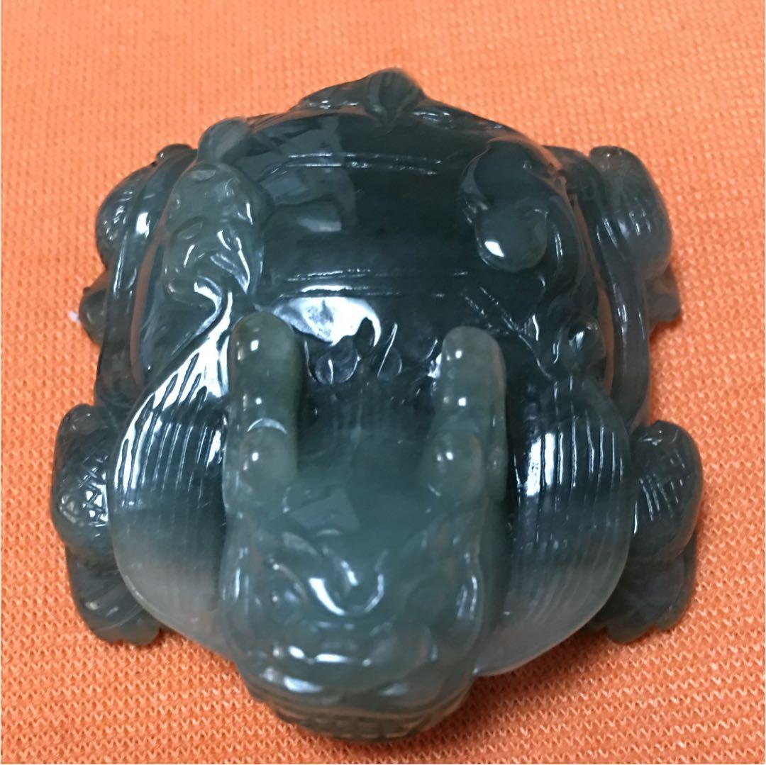 置物  天然翡翠龍亀彫刻/