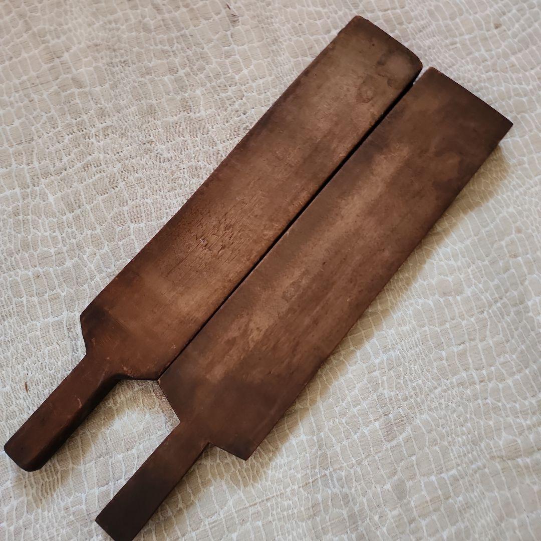 ユ*リ様 菓子木型2点セット-8　古い 木型 菓子型 和菓子 木製 古道具 古物